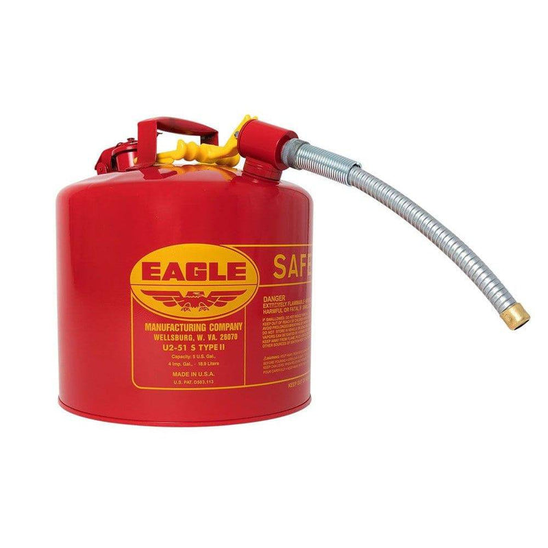 Type II Safety Can, 5 Gal. Red with 7/8" O.D. Flex Spout - Eagle Manufacturing
