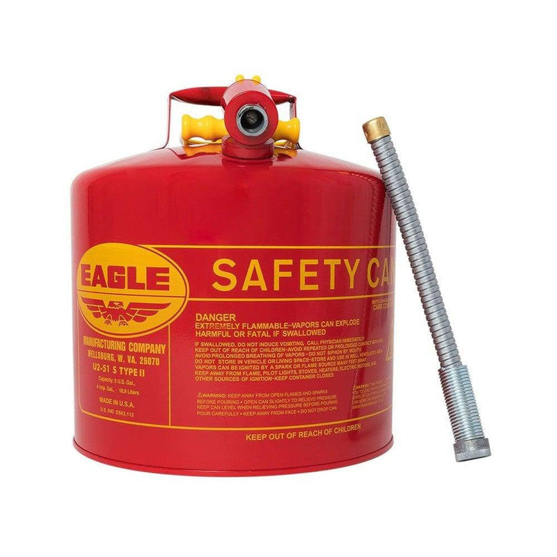 Type II Safety Can, 5 Gal. Red with 7/8" O.D. Flex Spout - Eagle Manufacturing