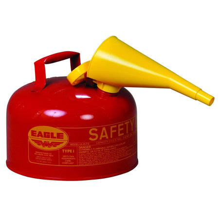 Type I Safety Can, 2.5 Gal. Red with F-15 Funnel - Eagle Manufacturing