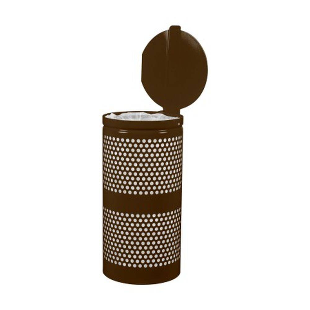 Landscape Series Perforated Waste Receptacle w- Lid (10 Gallon) - Ex-Cell Kaiser