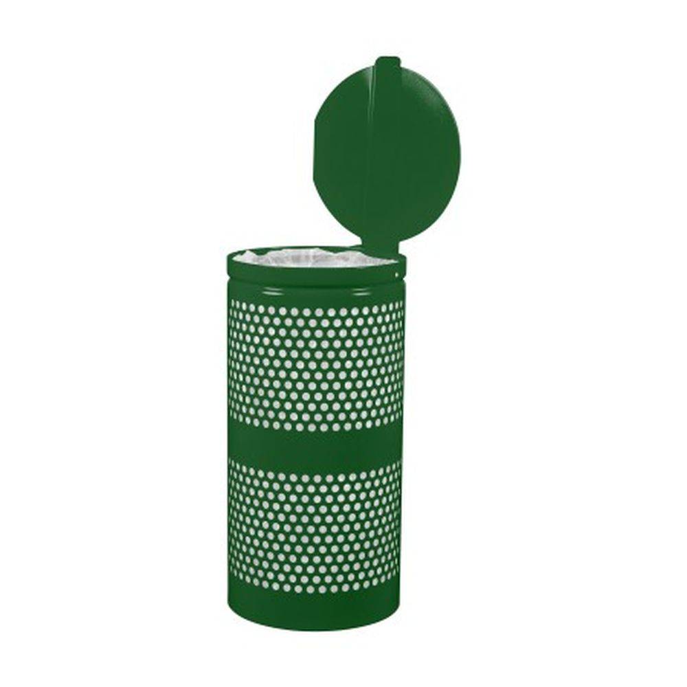 Landscape Series Perforated Waste Receptacle w- Lid (10 Gallon) - Ex-Cell Kaiser