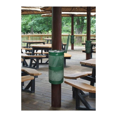 Landscape Series Perforated Waste Receptacle w- Lid (10 Gallon) - Ex-Cell Kaiser