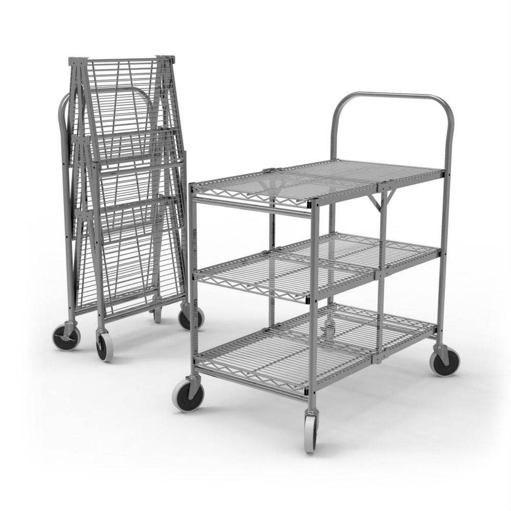 Three-Shelf Collapsible Wire Utility Cart - Luxor